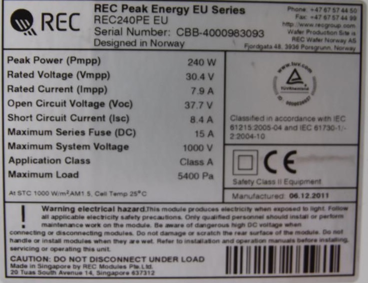 Panou electric sisteme fotovoltaic 240W